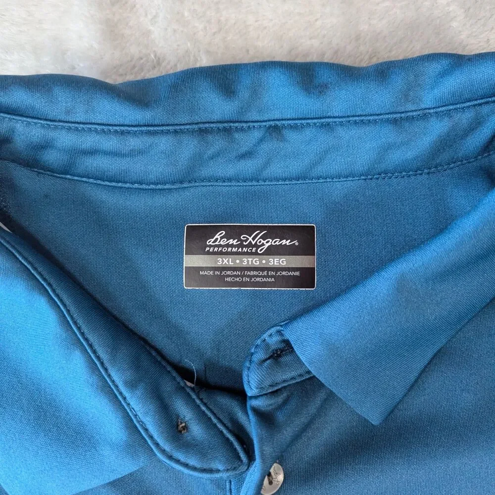 Ben Hogan Performance Golf Polo Mens 3XL Blue Ombre Gradient Short Sleeve